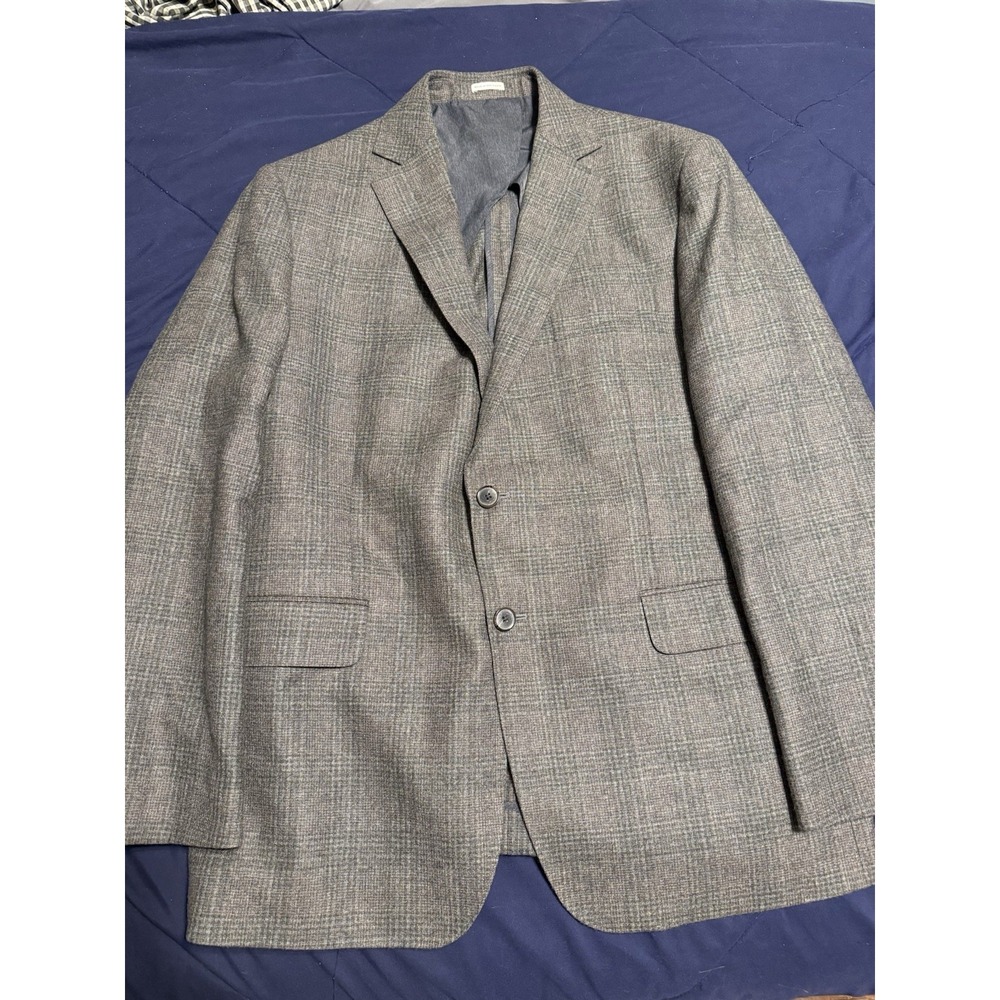 Joseph Abboud Lanificio di Pray 44R Blazer Sport Coat Jacket Gray Glen Plaid